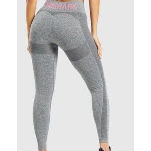 Gymshark Flex High Waisted Leggings Light Sage Green Pink Logo NEW Size S